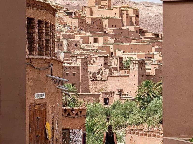 The earthen ksar of Aït Ben Haddou rising above the palm trees