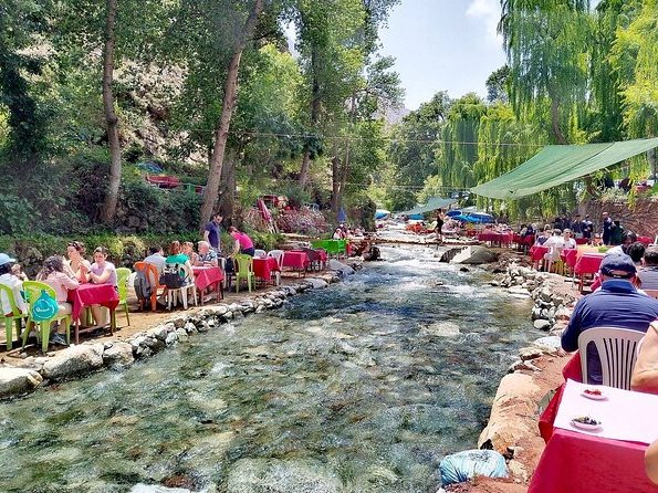 Tables set in the river itself, in the Ourika valley